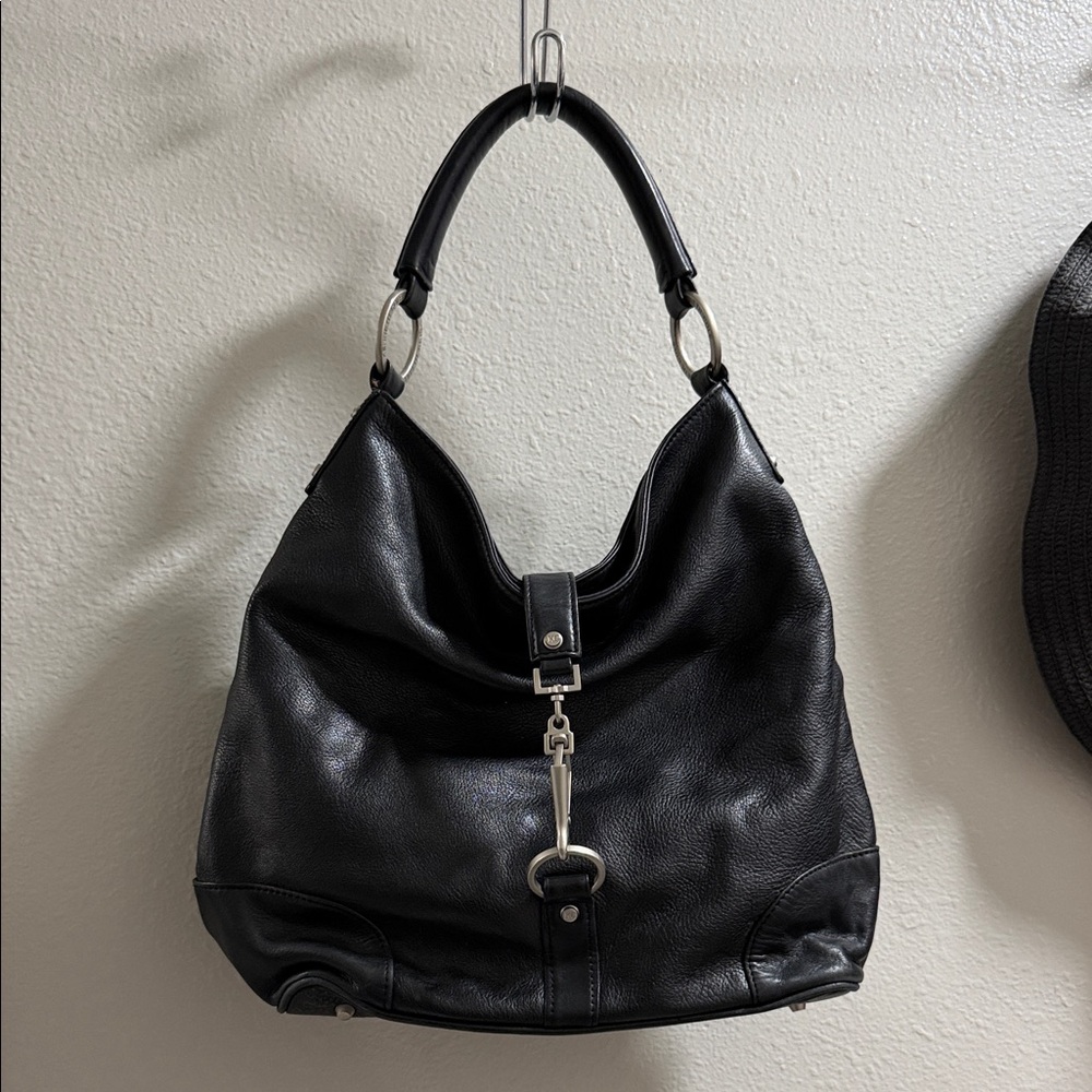 Kenneth Cole Black Leather Hobo Bag